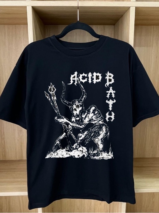 Posh M Other - Acid Bath Band Sheep Horn Devil Trident Black T-shirt